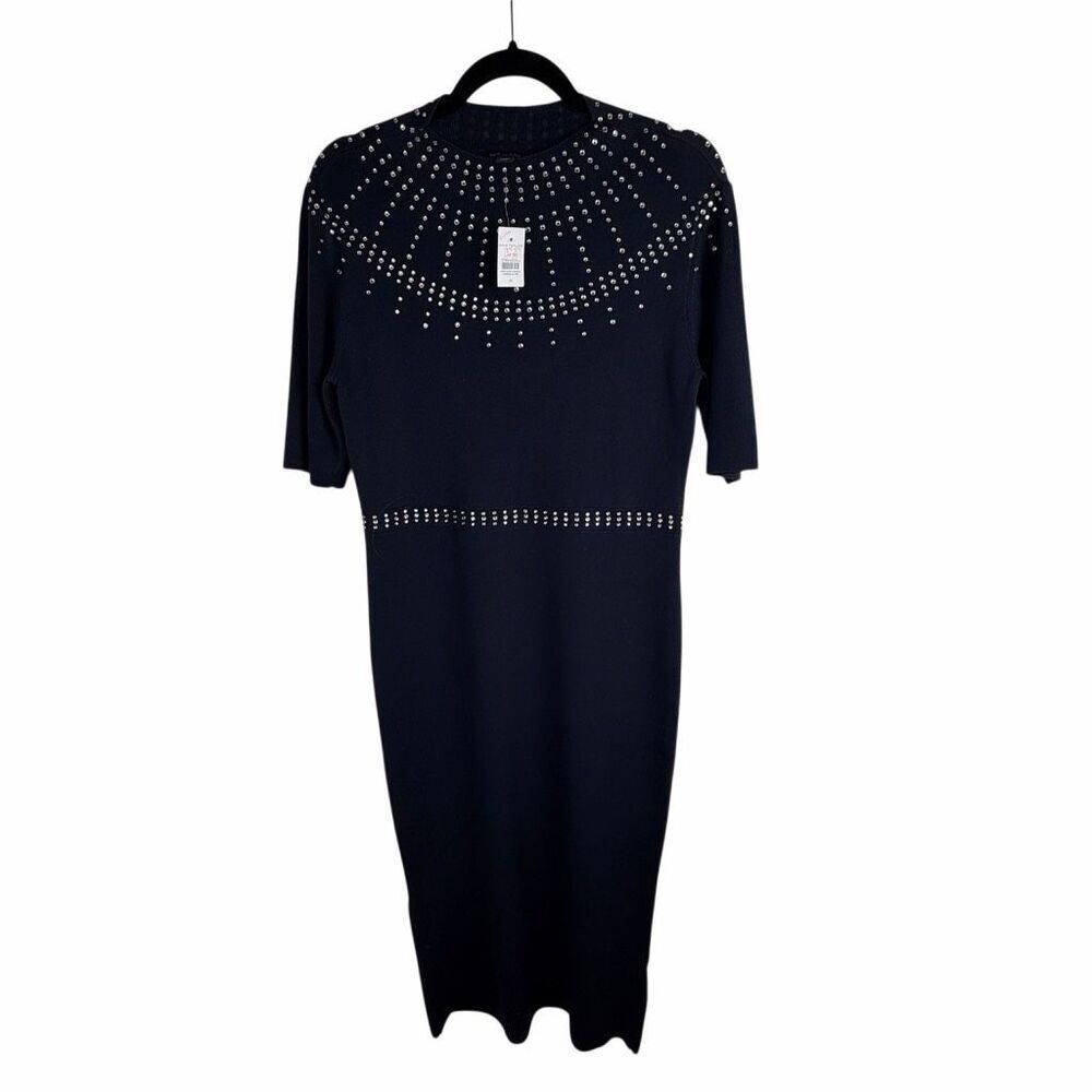 NWT Ann Taylor Navy Dress with Crystal Design- Size M